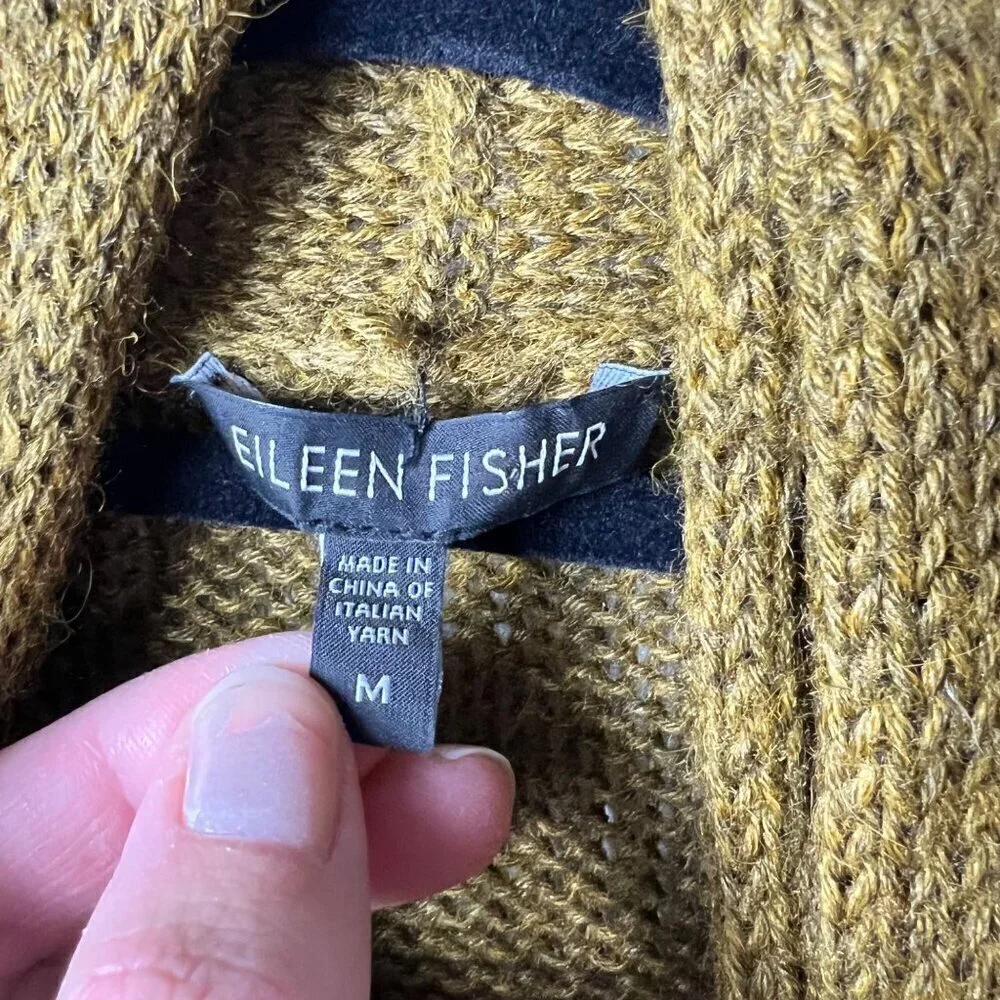 Eileen‎ fisher Italian alpaca and silk green open cardigan women’s medium
